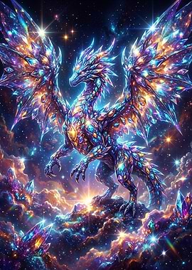 Crystal Dragon in Cosmic Nebula