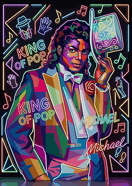 Michael Jackson King of Pop Neon Art