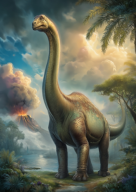Dinosaur in a prehistoric landscape