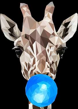 Geometric Giraffe Blowing Bubble Gum