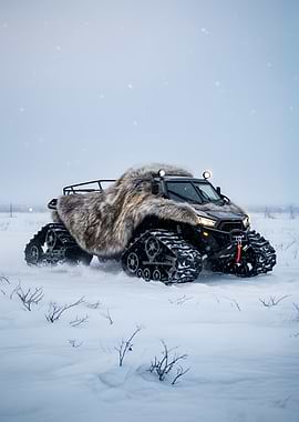 All-terrain vehicle in snowy landscape