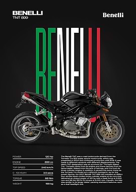 Benelli TNT 899 Motorcycle Poster