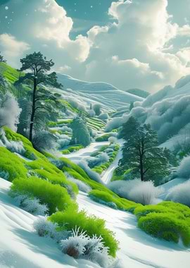 Winter Landscape with Greenery