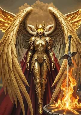 Golden Angel Warrior with Sword