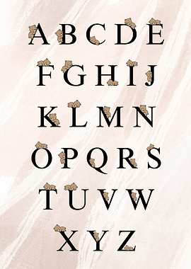 Alphabet with Sleeping Teddy Bears