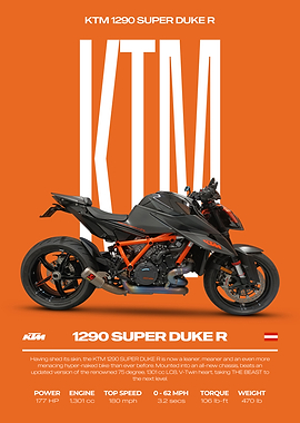 KTM 1290 Super Duke R Motorcycle Poster