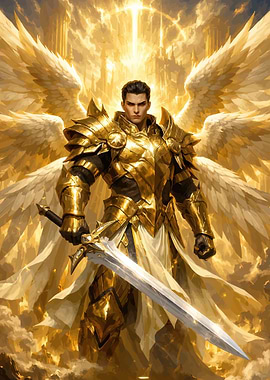 Golden Angel Warrior with Sword