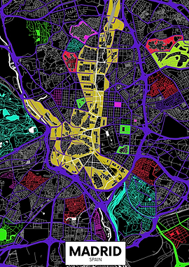 Madrid City Map Art