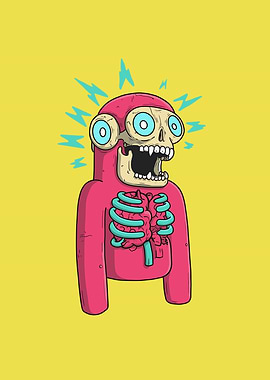 Surprised Skeleton Monster with Heart