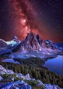 Mountain Landscape Under Milky Way