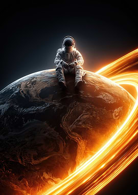 Astronaut sitting on Earth
