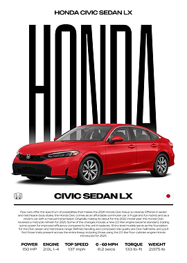 Honda Civic Sedan LX Car Poster