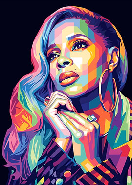 Colorful Portrait of Mary J. Blige