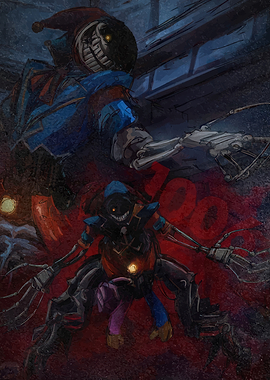 Creepy Jester and Robot Duo