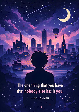 Silhouette looking at a starry cityscape