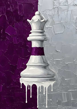 Dripping White Queen Chess Piece