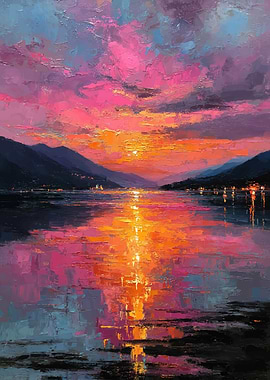 Vibrant Sunset Over Water