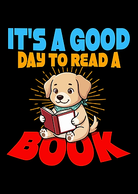 Cute Dog Reading a Book