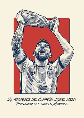 Lionel Messi Holding World Cup Trophy