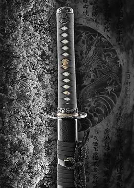 Katana with Dragon and Cherry Blossoms