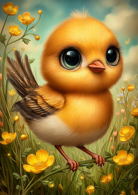 Canary in a Field of Flowers