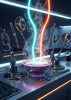 Futuristic Ramen Preparation
