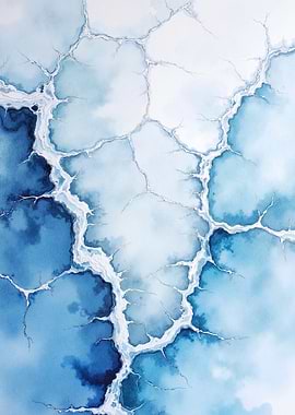 Abstract Blue and White Cracks
