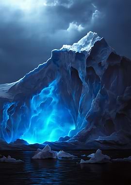 Glowing Iceberg in Dark Waters