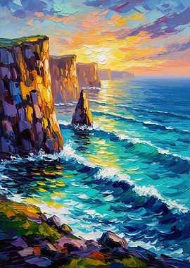 Impressionist Seascape at Sunset