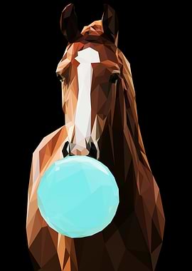 Low Poly Horse with Blue Bubble