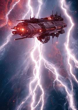Spaceship in a Cosmic Lightning Storm