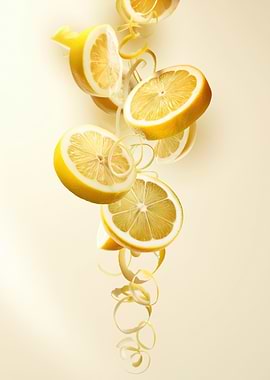 Falling Lemon Slices and Zest