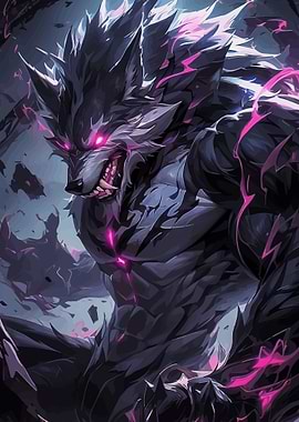 Fierce Werewolf with Pink Energy
