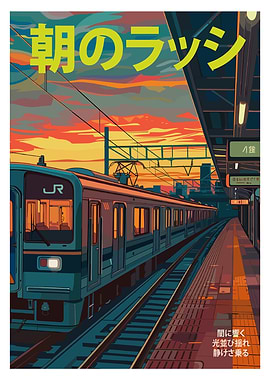 Japanese Train at Sunset