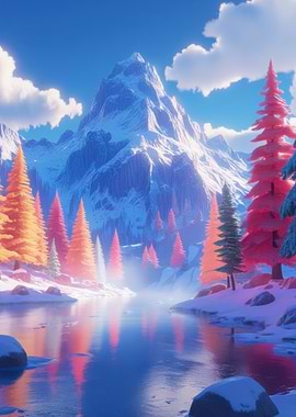 Vibrant Winter Mountain Landscape