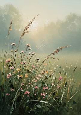 Impressionistic Meadow with Wildflowers