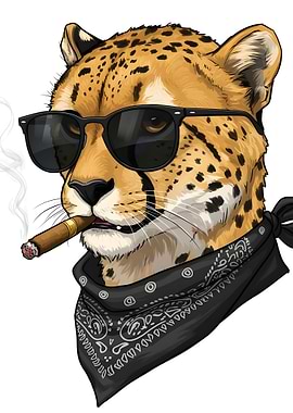 Cool Cheetah Smoking a Cigar
