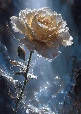 Ethereal White Rose in Blue Mist