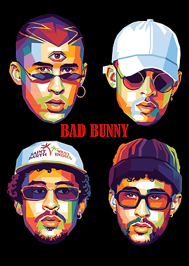 Bad Bunny Pop Art Collage