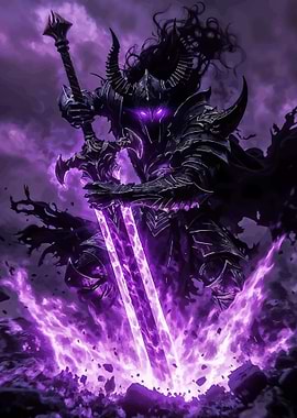 Dark Knight with Glowing Sword