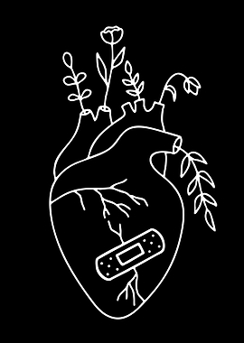 Heart with Flowers and Band-Aid