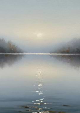 Misty Lake Sunrise Reflection