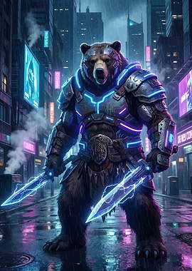 Cyberpunk Bear Warrior