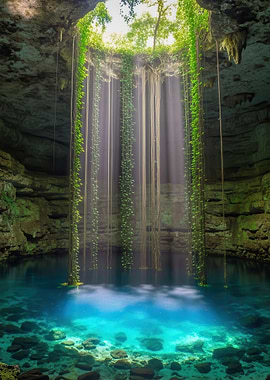 Sunlight Streams into Cenote