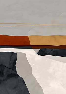 Abstract Landscape with Gold Lines