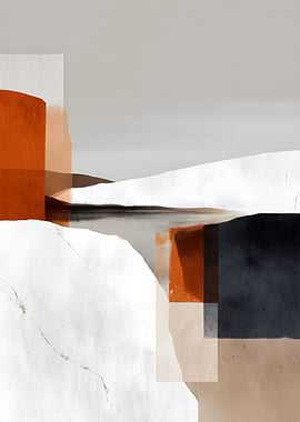 Abstract Landscape with Geometric Shapes