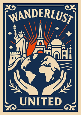 Wanderlust United Globe Travel Poster