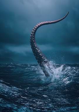 Giant Tentacle Emerging from Stormy Seas