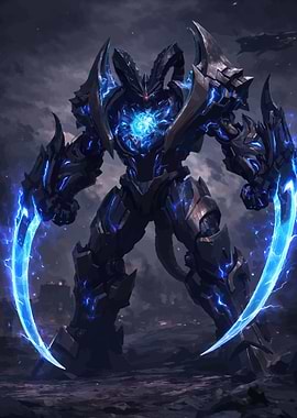 Cybernetic Demon Warrior with Energy Blades