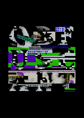 Abstract Glitch Art with Japanese Text